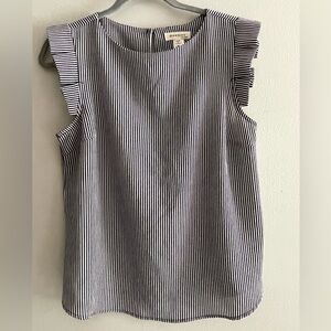 Navy blue and white stripe blouse